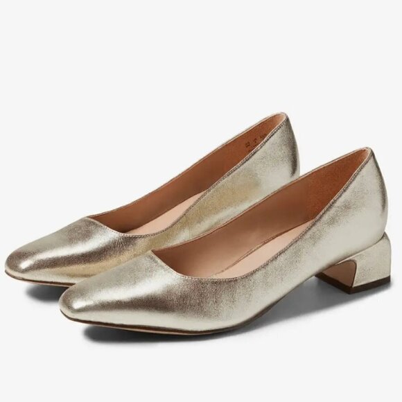 27 EDIT NATURALIZER Florence Square Toe Pump In Light Gold - Picture 1 of 8